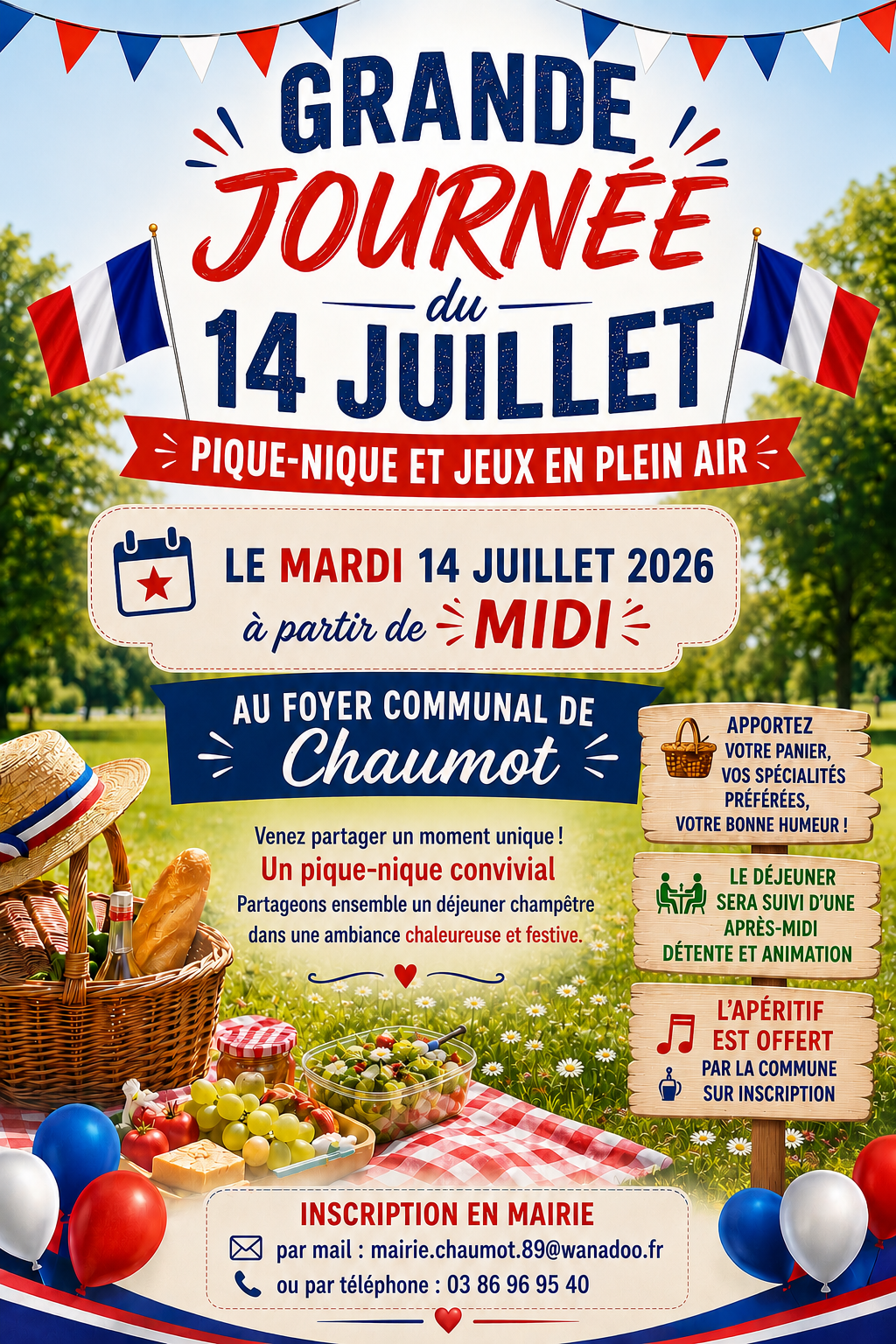 Affiche pique nique 14 juillet Chaumot