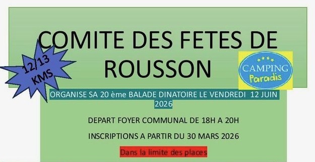 Affiche de la ballade dinatoire de Rousson de juin 2026