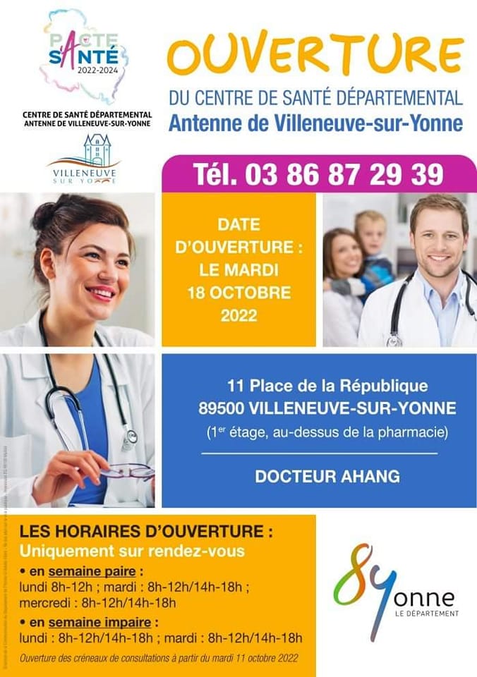 affiche centre de santé Villeneuve sur Yonne