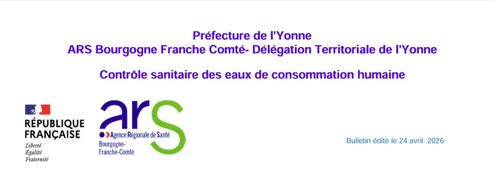 Entête du rapport de l'ARS sur le contrôle de la qualité de l'eau de consommation